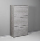 Scarpiera Salvaspazio 3 Ante Doppia Profondità 18 Paia 65x25x119,4 cm in Truciolare Nobilitato Cemento