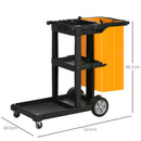 Carrello Pulizie 4 Ripiani Sacco da 100L 121x50,5x96,5 cm Nero Giallo e Grigio  