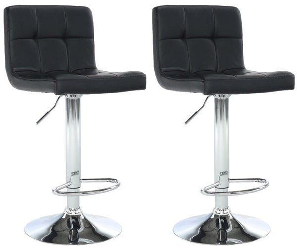 acquista Set mit 2 Hockern 44x38x63/82 cm aus Kunstleder mit schwarz verchromter Basis