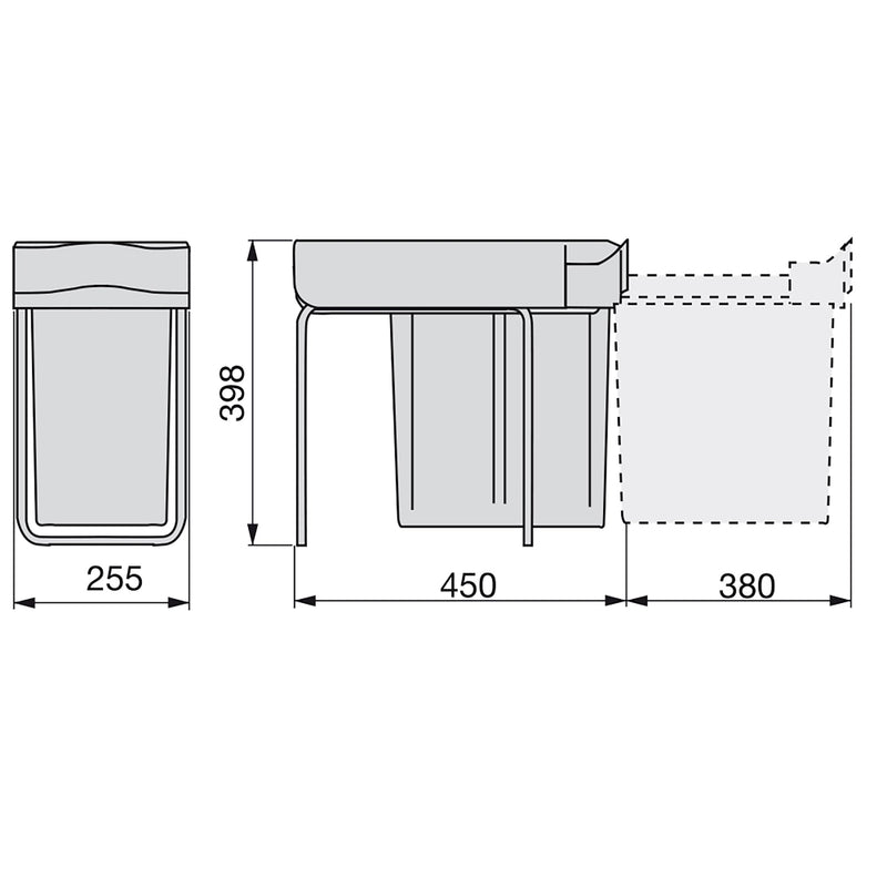 Pattumiera Differenziata per Mobili Cucina 20L Estrazione Automatica Emuca Grigia