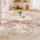 Set 4 Sedie Pieghevoli 47x48x75 cm in Acrilico Trasparenti Rosa      