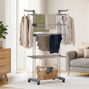 Stendibiancheria Pieghevole a 5 Livelli 73x64x172 cm con Ruote in PP e Acciaio Grigio      