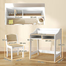 Set Scrivania 60x48x68 cm e Sedia per Bambini 3-8 Anni con 3 Scomparti Aperti e Bordi Arrotondati in MDF Color Legno      