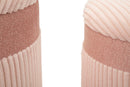 Puff con Contenitore Cortina Rosa Set 3 Pz Ø40,5x49,5 cm - Ø35x42 cm - Ø31x38 cm in MDF e Spugna e Poliestere Rosa      