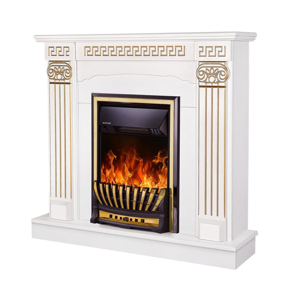 prezzo Camino Elettrico da Pavimento 102x110x30 cm Effetto Fiamma 2000W Calisto & Meridian Bianco