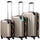 Set 3 Valigie Trolley Rigide da Viaggio Easy Roll Angoli Rinfornzati in ABS Champagne