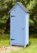 Casetta Box da Giardino 77x55xH179 cm in Legno di Abete 10mm Azzurro Armoire