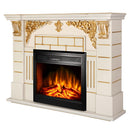 Camino Elettrico da Pavimento 111x145x38 cm Effetto Fiamma 1950W Imperial & Carmen Avorio