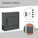 Cassetta Postale 3 Fessure 37x10,5x37 cm 2 Chiavi in Acciaio Zincato Grigio