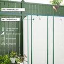 Serra da Giardino  144x48x142-152 cm con 2 Porte Avvolgibili 3 Ripiani e Tasche Laterali in PE Bianco e Verde      
