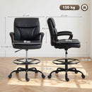 Sedia da Ufficio Girevole 61x 61x93-108 cm Schienale Alto con Braccioli in Finta Pelle Nero      