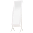 Specchio a Figura Intera da Terra 47x46x148 cm Angolazione Regolabile in Legno e Vetro Bianco  