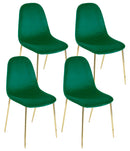 Set 4 Sedie Imbottite 44x55x86 cm in Velluto Verde e Oro
