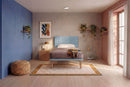 Letto 1 Piazza e Mezza con Rete Rivestita Microfibra Azzurro Tessis Testata Vertical Varie Misure