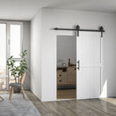 Porta Scorrevole in Stile Country con Binario 91,5x 213,4A cm in Legno e Acciaio Bianco e Nero   