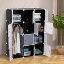Armadio Guardaroba Componibile 111x47x145 cm Bianco e Nero 