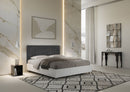 Letto Matrimoniale con Rete e Contenitore Alzata Comoda Struttura Bianco Frassico e Testata in Microfibra Kaia Grigio Varie Misure