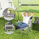 Sedia da Campeggio Pieghevole 82x100x88 cm con Poggiapiedi Staccabile Portabicchieri e Tasca Laterale in Tessuto Oxford Nero      