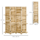 Paravento Divisorio per Interni Pieghevole 162x170 cm a 4 Ante con Ripiani in Legno di Paulonia Legno      