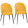 Set 2 Sedie da Pranzo Imbottite 52x55x79 cm con Schienale a Conchiglia in Velluto Giallo
