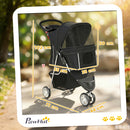 Passeggino per Cani Pieghevole 77x44x102 cm con Portabicchieri e Cestello in Acciaio e Tessuto Oxford Nero      