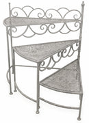 Portapiante a Scaletta da Esterno in Ferro Battuto 3 Ripiani Soriani Grigio Chiaro