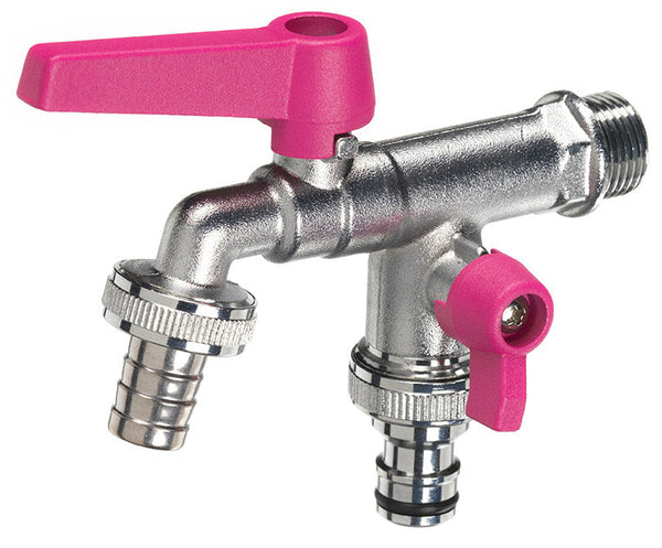Rubinetto a Sfera Doppio per Fontana da Giardino con Leve Colorate Belfer RUB/027 Ciclamino online