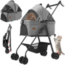 Passeggino per Animali Domestici Pieghevole 96x55x50 cm con Cestello Rimovibile in Acciaio e Oxford 300D Grigio      