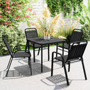 Set 4 Sedie da Giardino 56x66x91 cm Impilabili in Acciaio e PP Nero      