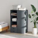 Armadio Moderno 80x50x124 cm Appendiabiti Cassetti e Mensole in Truciolare Grigio Scuro   