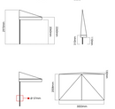 Ombrellone da Giardino 2x3 m Palo Ø57 mm Mezzaluna in Legno Telo in Acrilico Ecrù