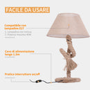 Lampada da Comodino Abat jour in Corda di Canapa Beige 40x40x65 cm 