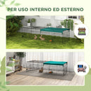 Gabbia per Conigli da Esterno 185x75x50 cm in Acciaio e Tessuto Oxford Verde