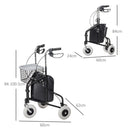 Deambulatore per Anziani e Disabili ad Altezza Regolabile 60x62x84-100,5 cm con Cestino e Vassoio Nero   