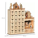 Calendario Avvento di Natale 22x9x30 cm con 12 Luci a LED in Compensato Arancione