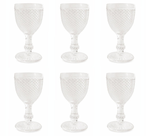 Set 6 Kelche Ø8,2x16,5 cm in transparentem Villa d'Este Home Tivoli Diamond Glass prezzo