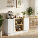 Credenza 133x35x79,7 cm con 2 Ripiani Aperti e 2 Armadietti in Pannello Truciolare e MDF      