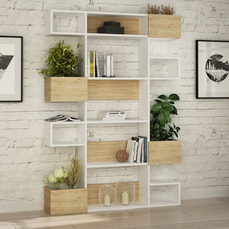 Libreria design 120x171 cm Niho bianco rovere