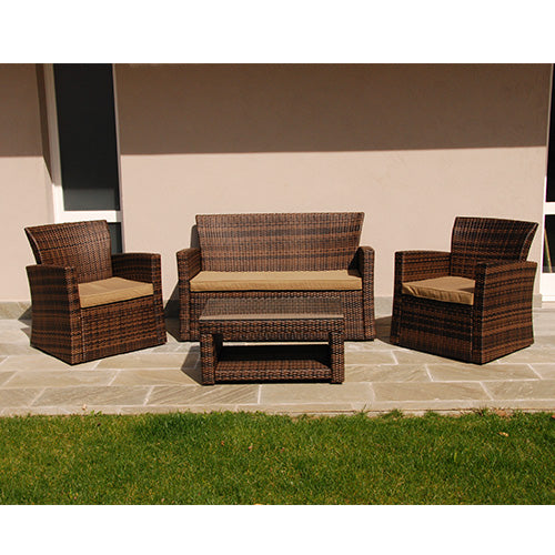 Braun Polyrattan Lounge Set Sofa Sessel Couchtisch für Gartenmöbel  sconto