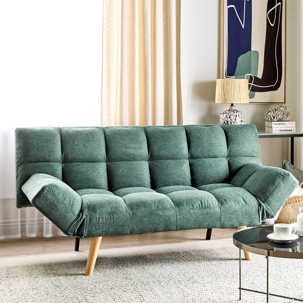 prezzo Divano Letto 2 Posti con Braccioli Apertura Clic Clac Imbottitura in Schiuma Verde