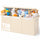 Box Contenitore per Giocattoli 91,5x32x40,5 cm Pieghevole 3 Scomparti 118L in TNT Beige