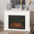 Camino Elettrico da Pavimento 98x23,5x69,5 cm con Fiamma a 5 Luminosità Telecomando e Timer Bianco e Nero      