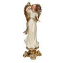 Angelo resina su piedistallo crema e oro cm 12,5x11xh36