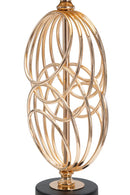 Lampada da Tavolo Circly Ø20x58,5 cm in Ferro PVC e Tessuto Oro e Nero