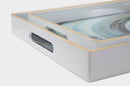 Svuota Tasche Bianco Marble Coppia 40x30x4-35x25x3,5 cm Plastica Bianco e Multicolor