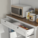 Credenza Cucina Alta 100x40x180 cm con 4 Armadietti 2 Cassetti e Piano Centrale in MDF e Pannello di Particelle Bianco      