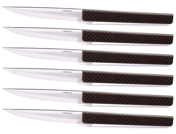 online Set mit 6 Tafelmessern, glatte Klinge, Polypropylen-Griff, K8, Schildkrötenbraun