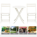 Set Tavolino e 2 Sedie Pieghevoli da Giardino in Acciaio Bianco