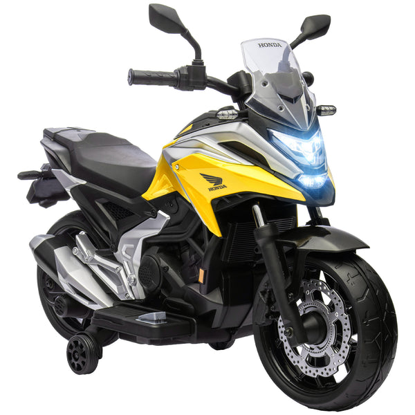 online Moto Elettrica per Bambini 3-6 Anni Licenza HONDA NC750X 12V Doppi Motori Rotelle 3 km/h Max 30kg Giallo