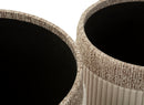 Puff con Contenitore Cortina Crema Set 3 Pz Ø40,5x49,5 cm - Ø35x42 cm - Ø31x38 cm in MDF e Spugna e Poliestere Crema      